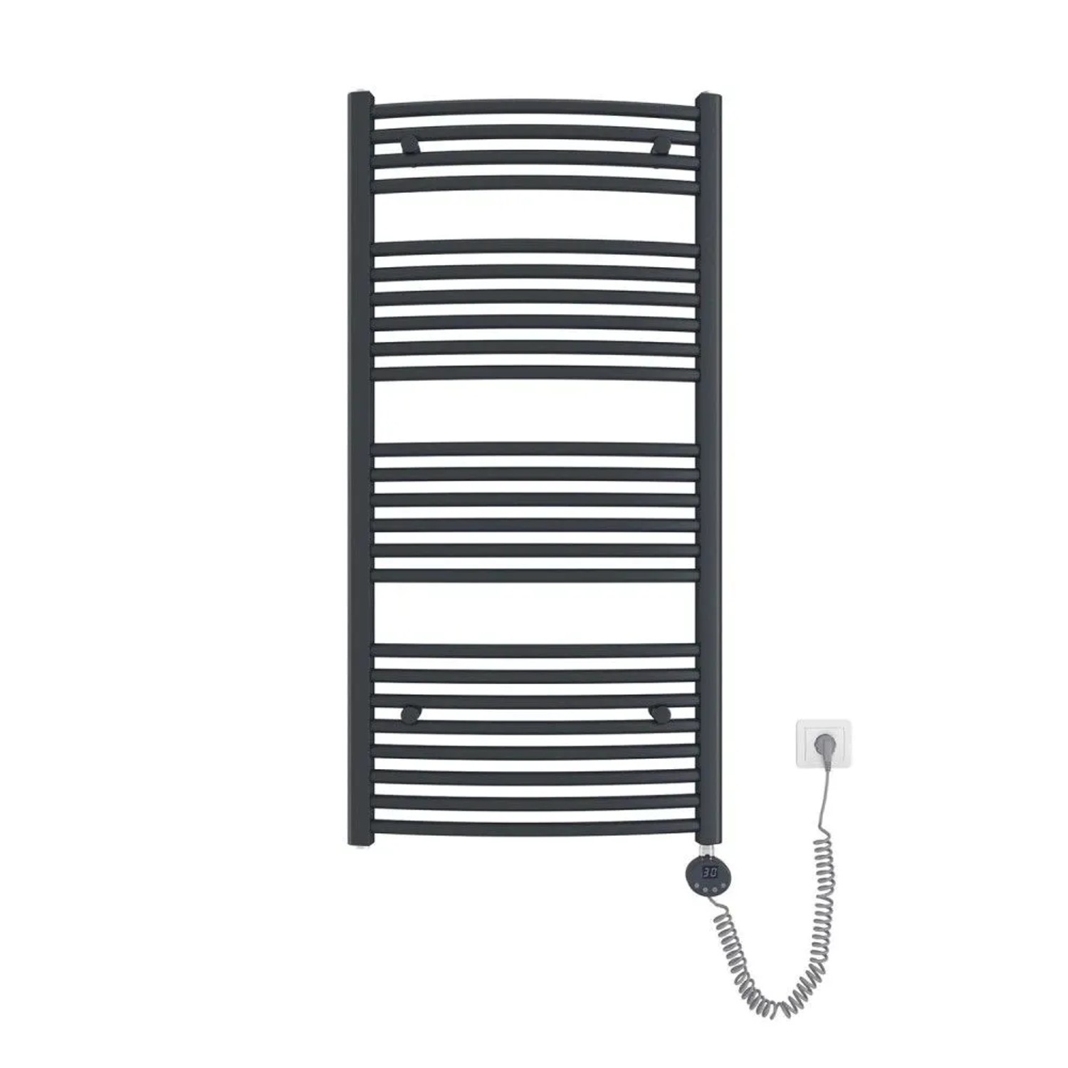 Emke Elektrischer Badheizkörper Gebogen mit Thermostat Handtuchtrockner mit Heizstab 120x50cm 600W Anthrazit