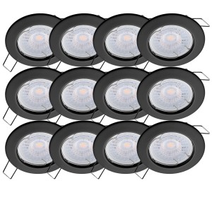 Oktaplex 12er Set Einbaustrahler Sedan inkl. LED-Module Warmweiß 3000K 1,9W 345lm Schwarz Deckenspot