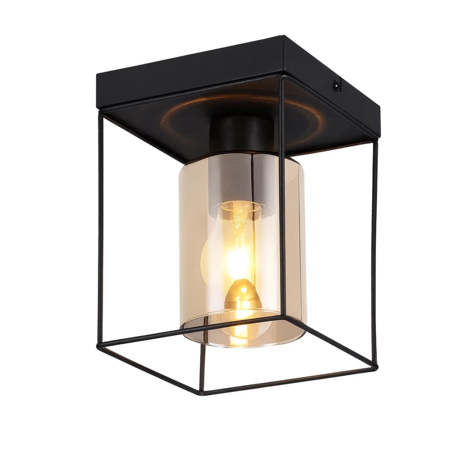 ZMH Deckenleuchte E27 Schwarz Retro Industriedesign Metall Glas ohne Leucht günstig online kaufen