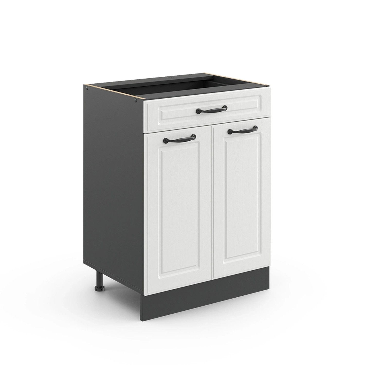 Vicco Küchenunterschrank R-Line Weiß Landhaus/Anthrazit 60 cm mit Schublade ohne Arbeitsplatte