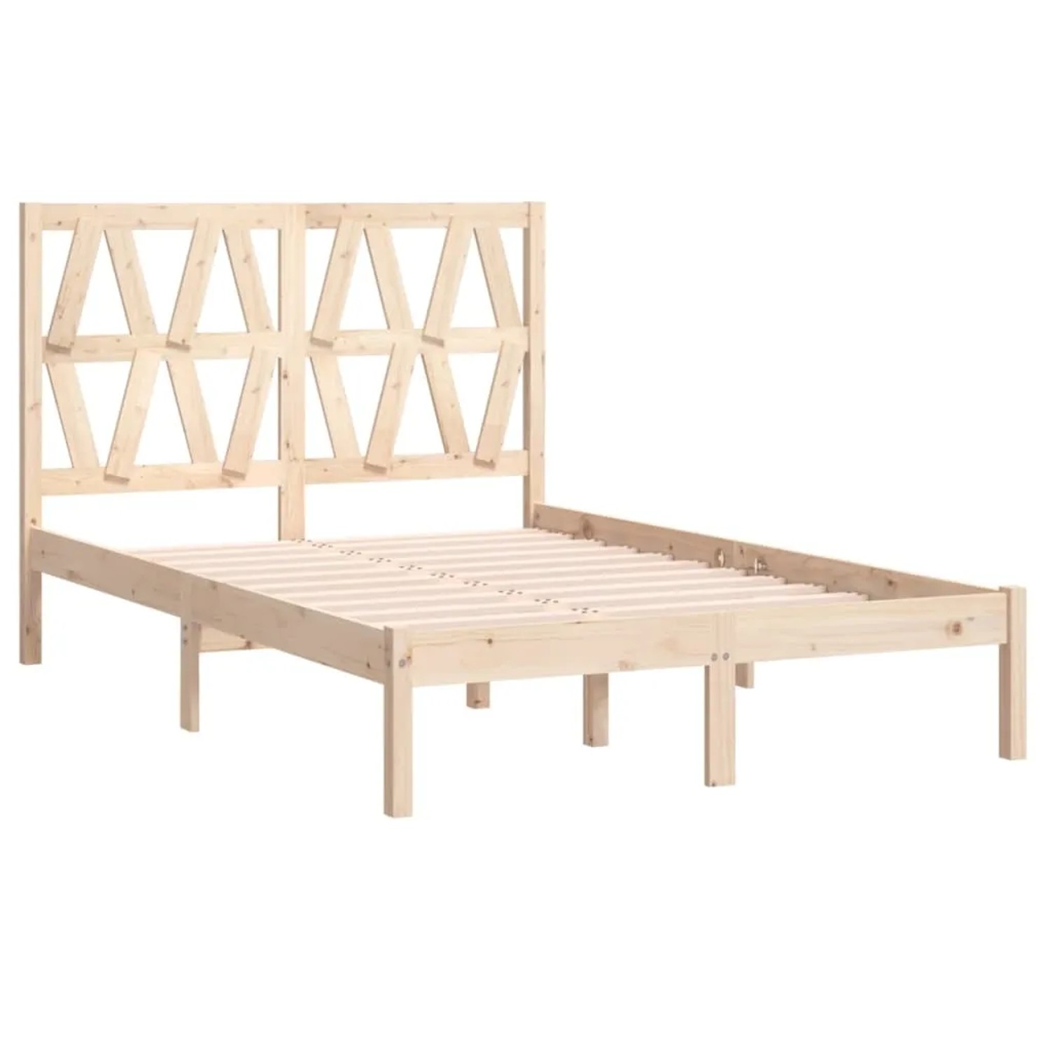 vidaXL Holzbett Kiefer, 120x190 cm, mit Lattenrost und Kopfteil im Dreiecksdesign.