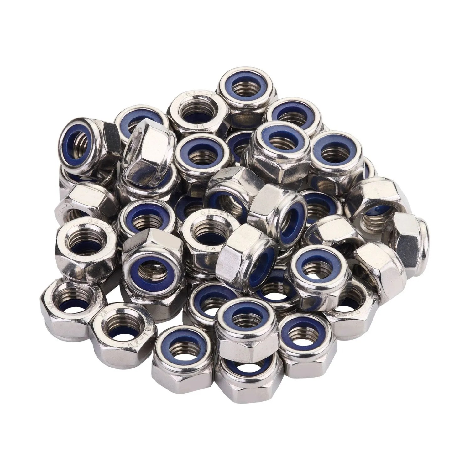 SOTECH 50 Stück Selbstsichernde Sechskantmutter M4 DIN 985 Stoppmutter Edelstahl A2 SS304