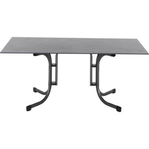 Rechteckiger, anthrazitfarbener Siena Garden Klapptisch Sola, 90x160 cm, mit Stahlgestell.