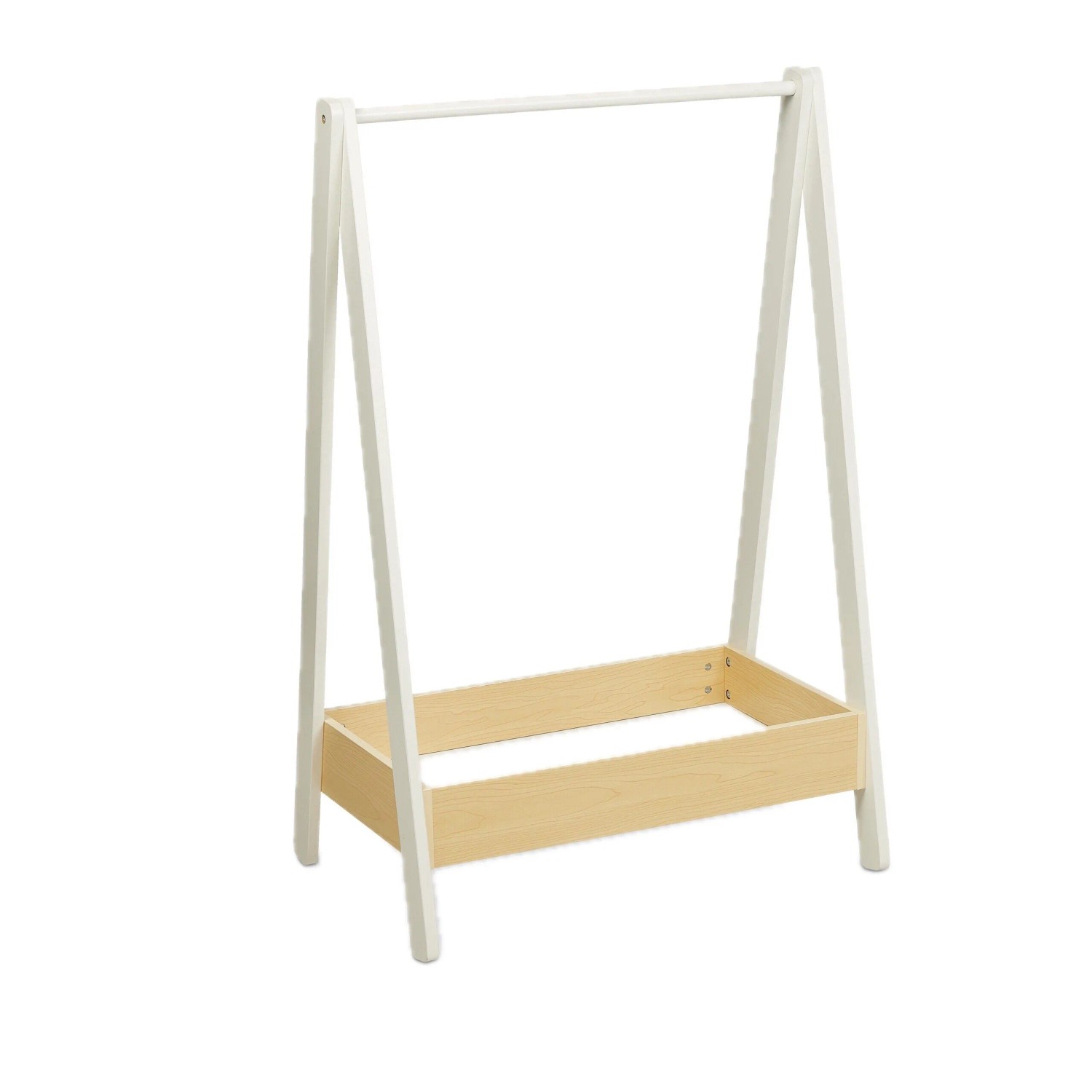 Relaxdays Kinderkleiderständer MDF Kiefernholz Weiß Natur Freistehend mit Ablagefach 99 cm x 64,5 cm x 42,5 cm 5,3 kg