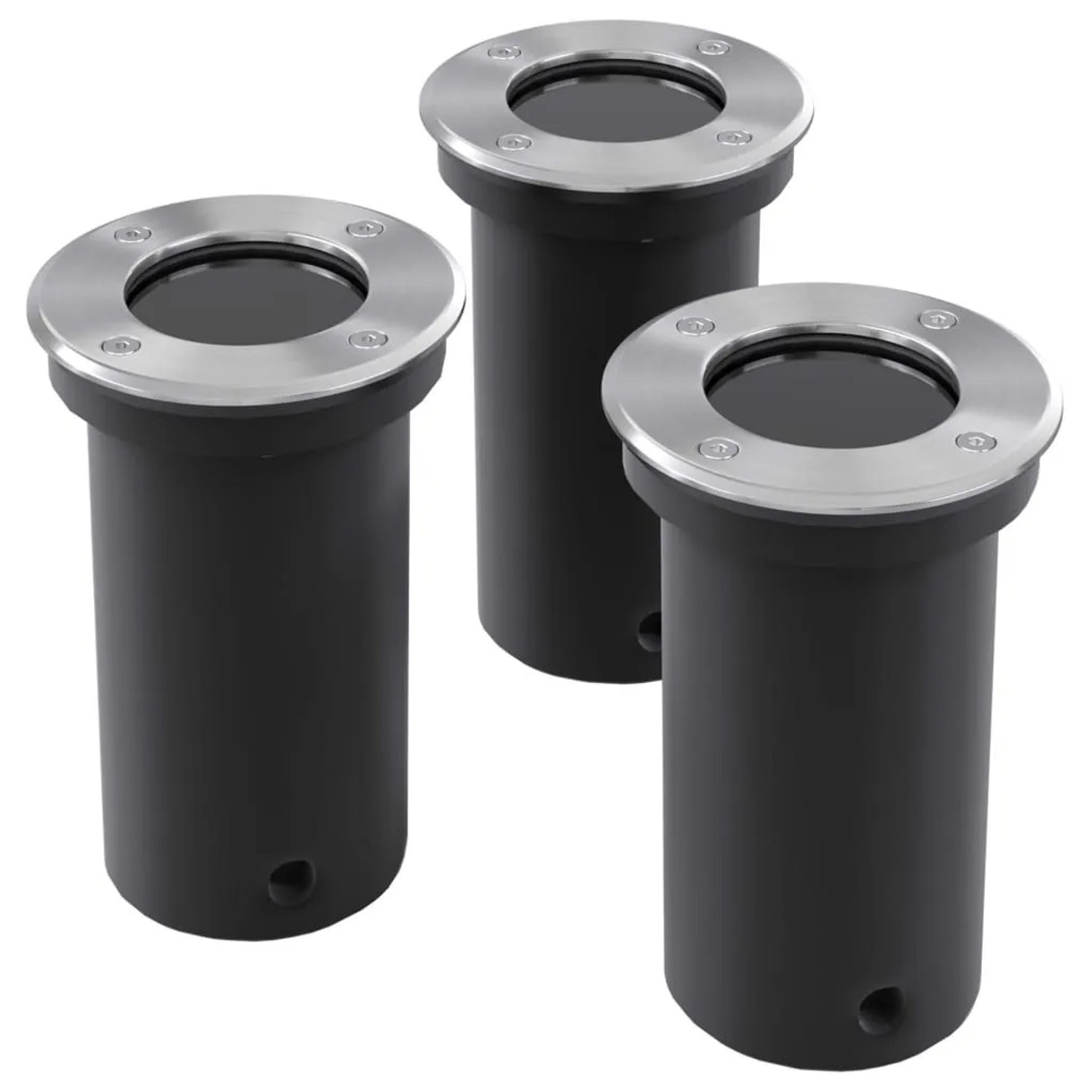 vidaXL Bodenstrahler Bodenlampe Bodeneinbauleuchten Rund 3er Set 40393