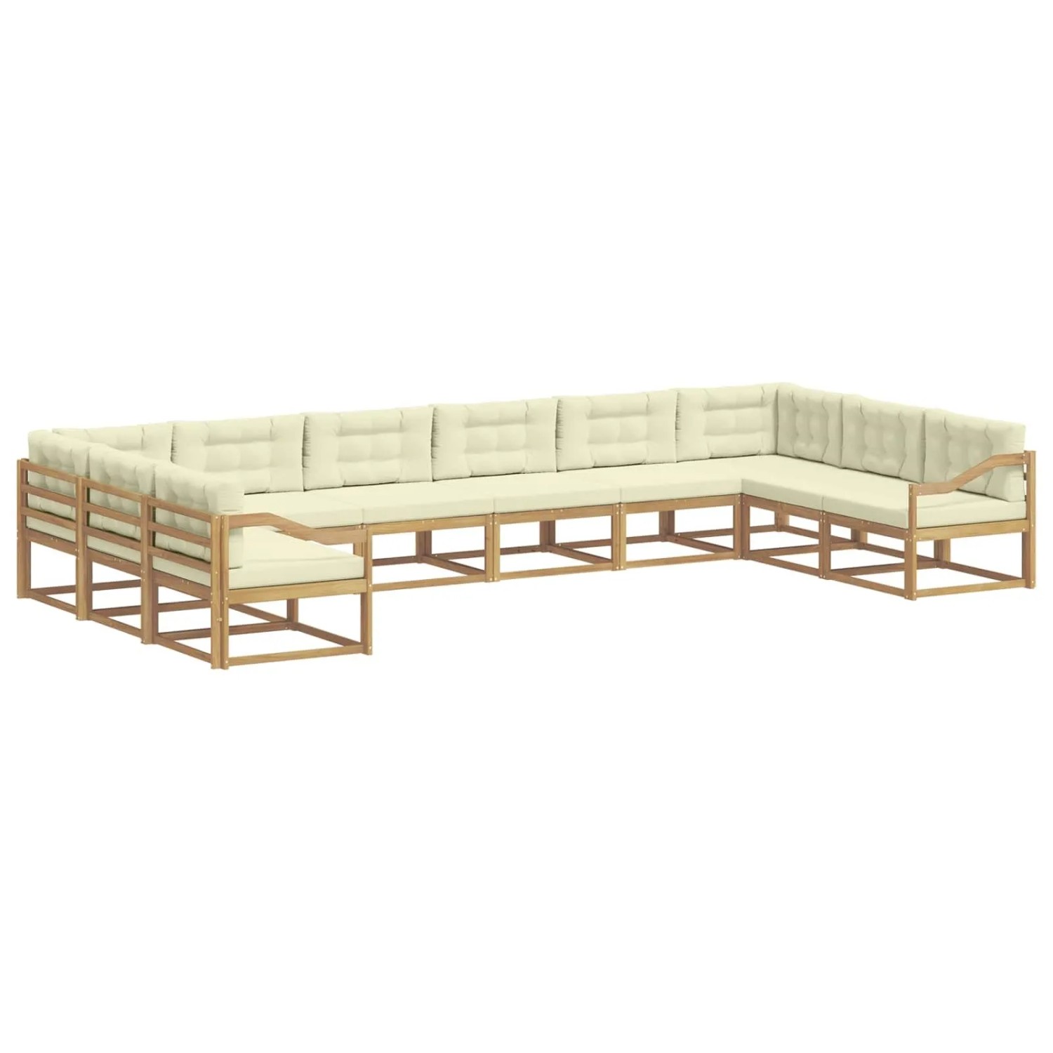 vidaXL Outdoor-Sofagarnitur mit Kissen 10-Tlg Weiß und Creme 3387119