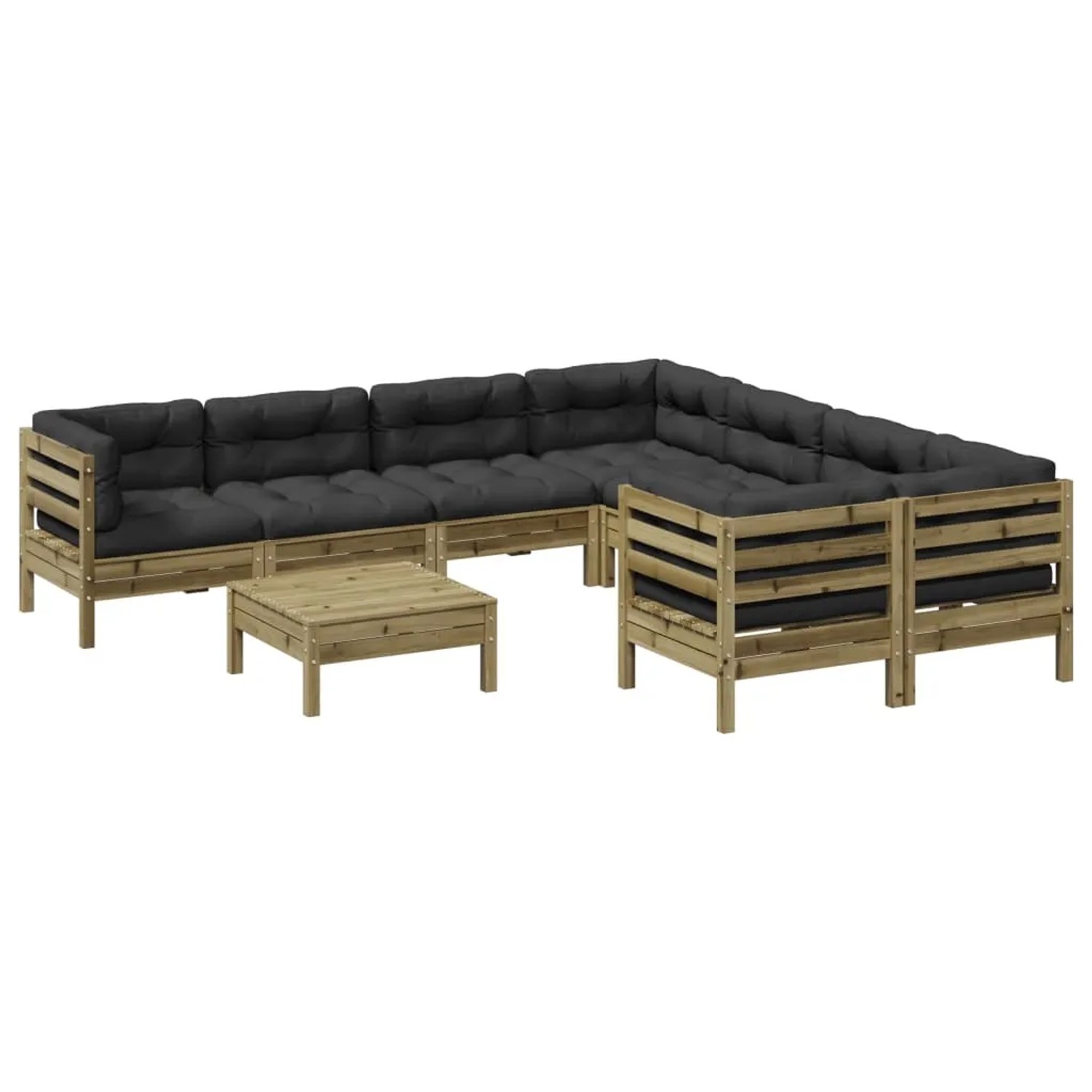 vidaXL 9-Tlg Garten-Sofagarnitur mit Kissen Kiefernholz Imprägniert 3299376 günstig online kaufen