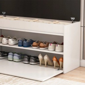 Rebiko Weißer Schuhschrank Mit Sitzfläche Und Stauraum Groß 2 Einlegeböden Zu Öffnen 100 Cm