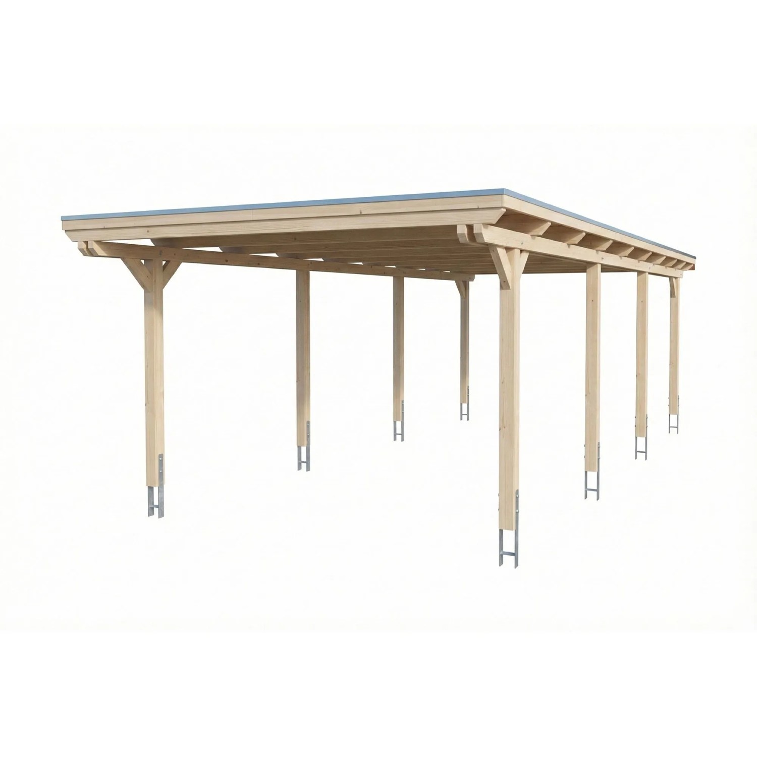 Skan Holz Carport Emsland Stahl-Dachplatten 402 cm x 846 cm Natur