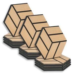 Homestyle4u Akustikpaneele, 12er Set, Natur Hexagon Wandpaneele aus Holz für Schallschutz.