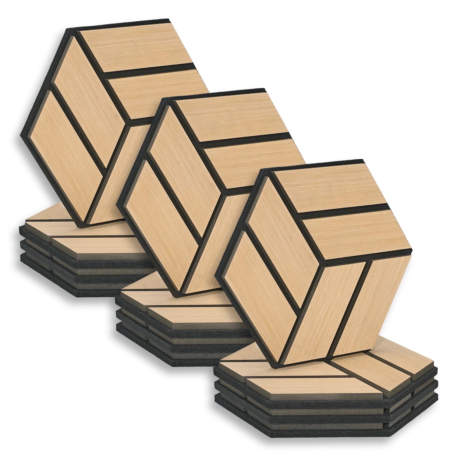 Homestyle4u Akustikpaneele 30 x 26 cm 12 Stück Natur Hexagon Wandpaneele Ho günstig online kaufen