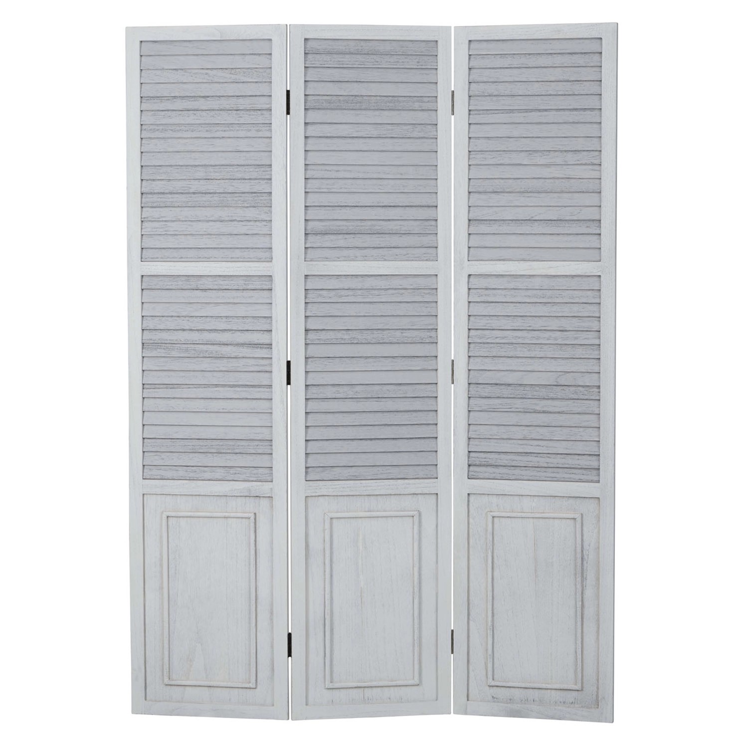 Homestyle4u 3-tlg. Paravent in Weiß Grau 120x170 cm 1363 günstig online kaufen