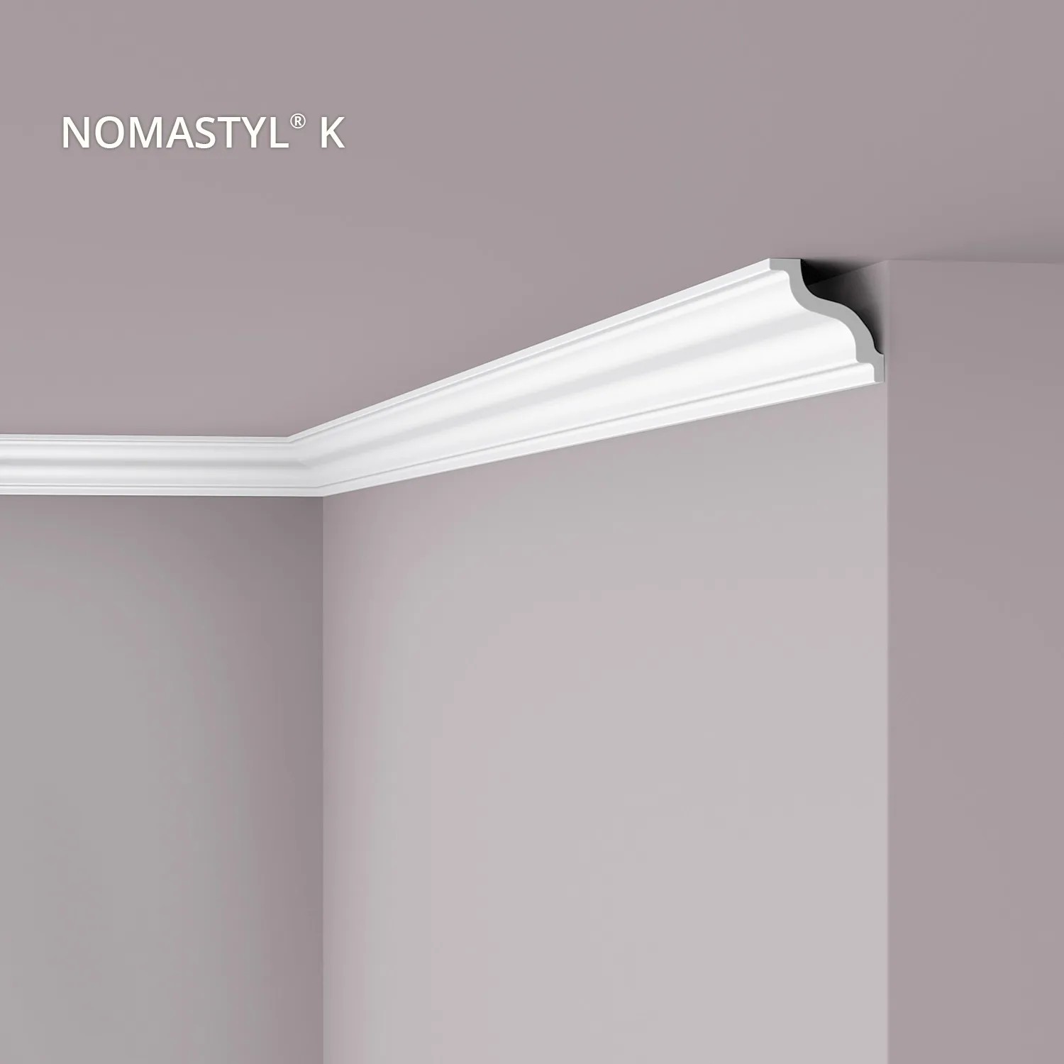 Weiße NOEL & MARQUET NMC K NOMASTYL Eckleiste als Zierleiste im Raum.