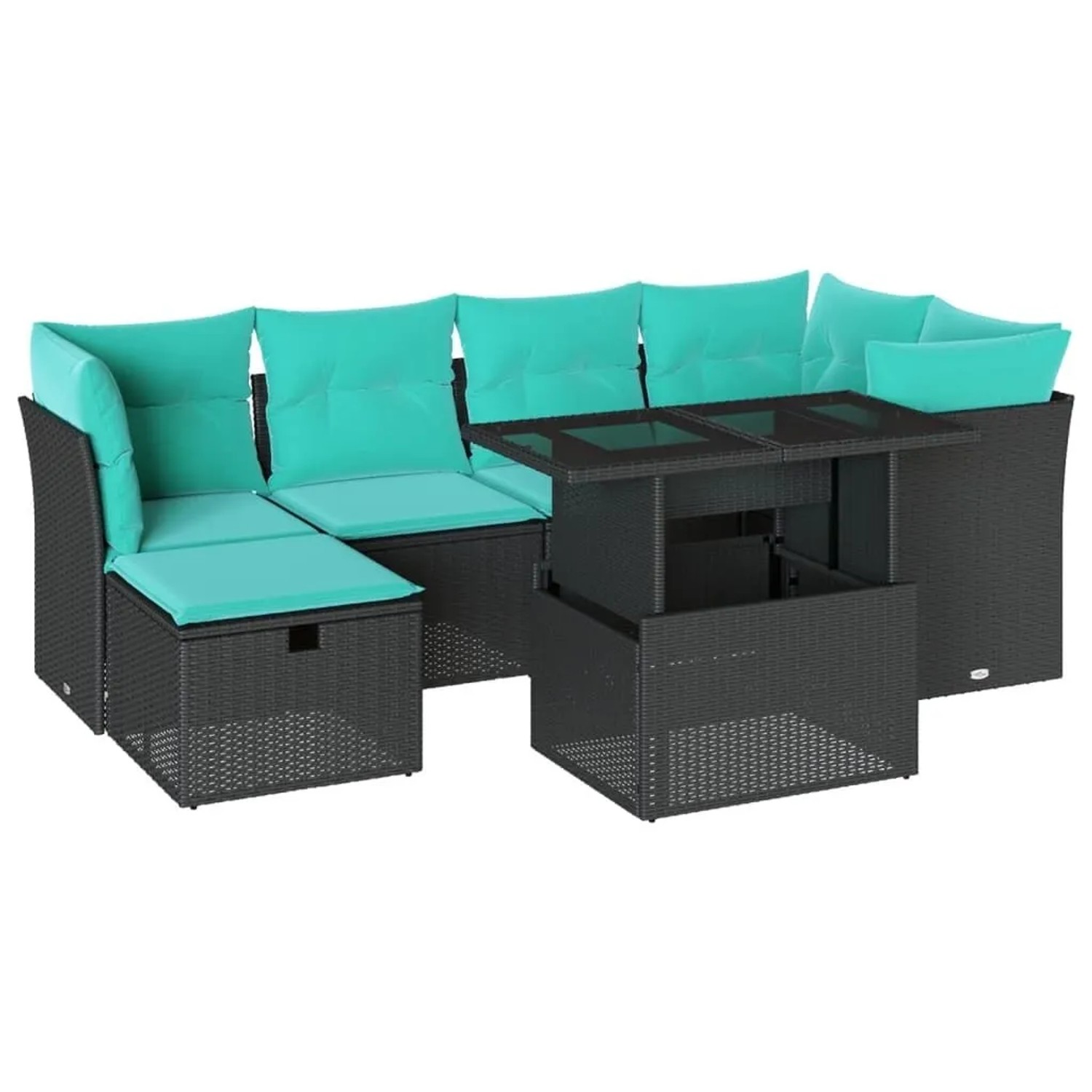 vidaXL 7-Tlg Gartensofa-Set mit Kissen Schwarz Polyrattan 3274657 günstig online kaufen