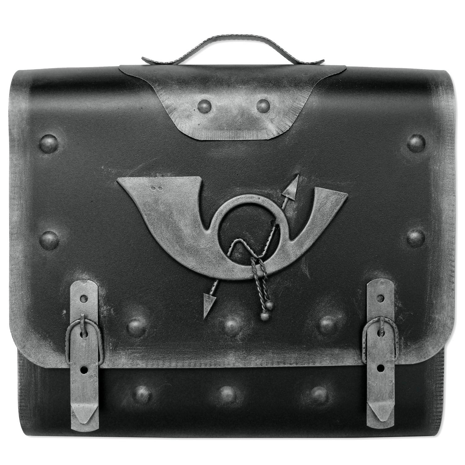 HMF 510-09 Briefkasten Alter Ranzen Posthorn PH2 40 x 40 x 9 cm Silber