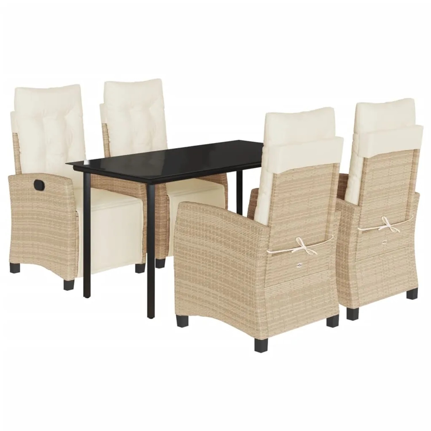 vidaXL 5-Tlg Garten-Essgruppe mit Kissen Beige Poly Rattan 3213011