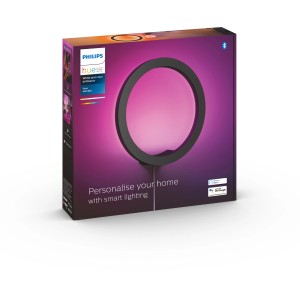 Verpackung der Philips Hue Sana Wandleuchte in Schwarz. LED-Lampe mit Farbwechsel für indirektes Licht.