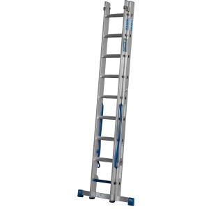 Krause Mehrzweckleiter Stabilo +S, 2x9 Sprossen/Stufen, Aluminium, als Anlege- und Schiebeleiter nutzbar.