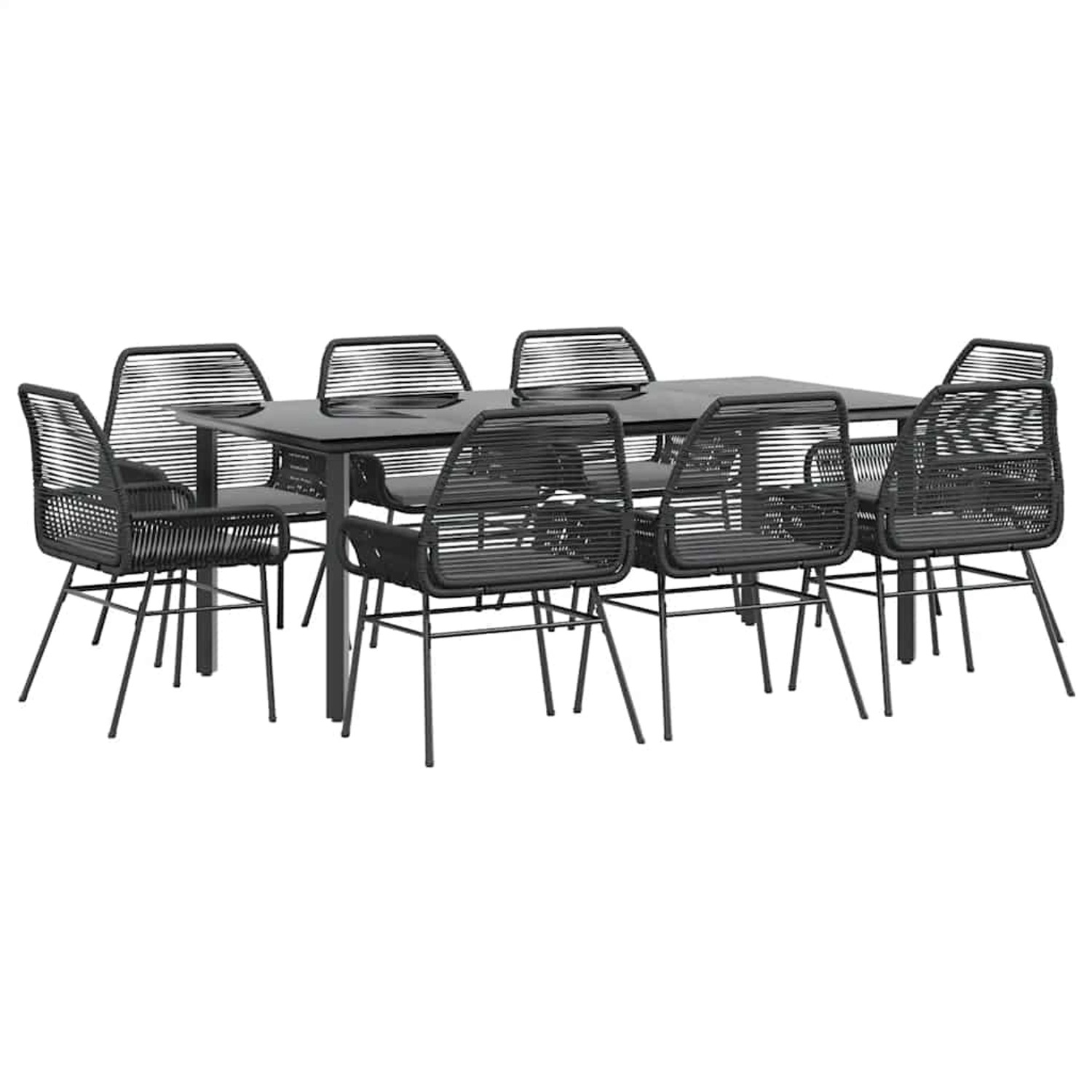 vidaXL 9-Tlg Garten-Essgruppe mit Kissen Schwarz Poly Rattan Glas 3334568 günstig online kaufen