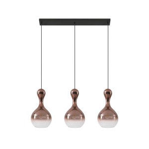 Lucande Pendelleuchte Lyrisa 10020418 Modern in Kupfer aus Glas 3-flammig E27 Wohnzimmerleuchte