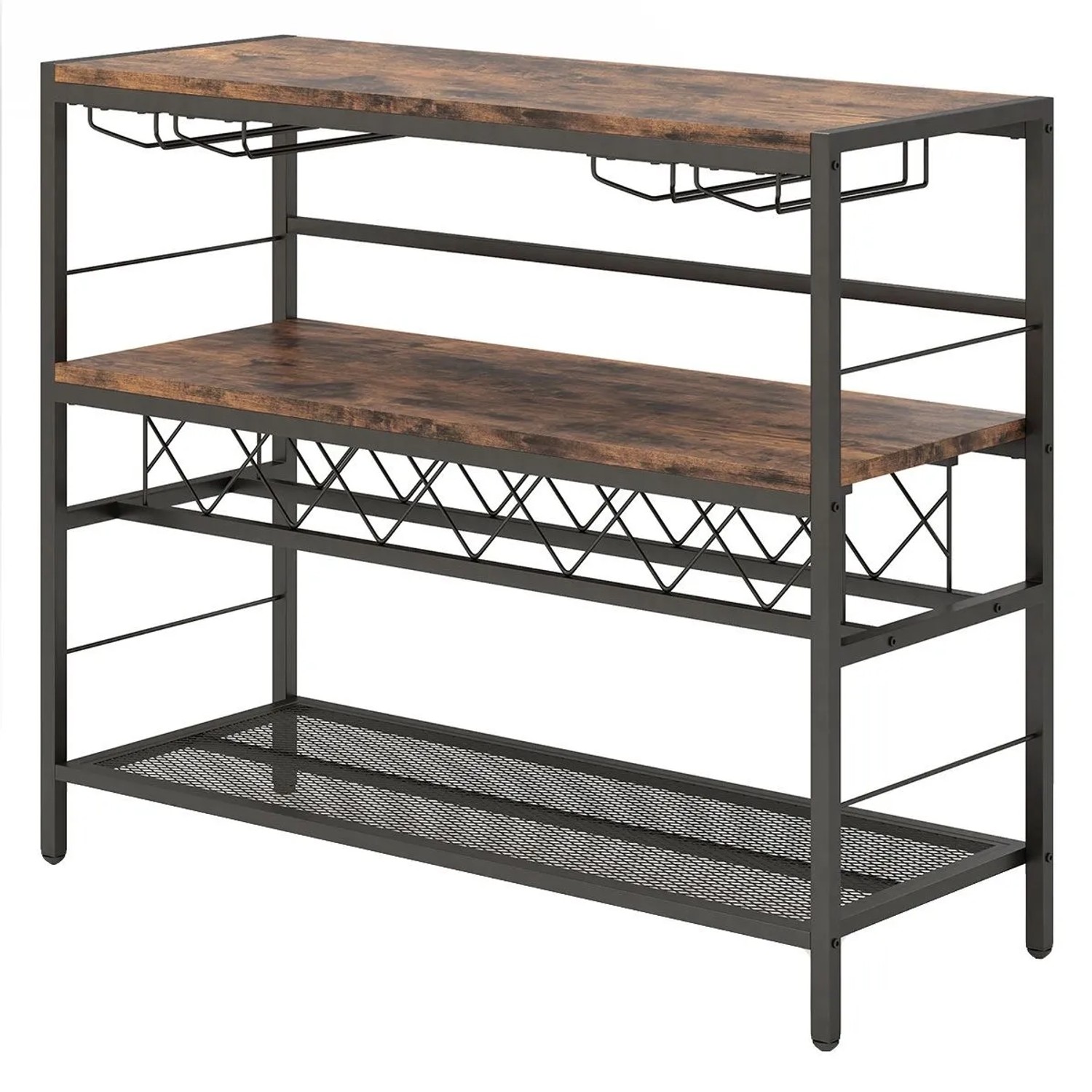 Costway Hausbar Schrank Rustikales Braun 4 Ebenen 7 Flaschen günstig online kaufen