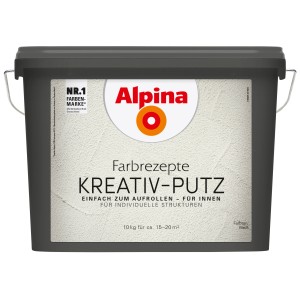Eimer Alpina Kreativ-Putz, weiß, 10kg. Strukturputz für individuelle Wandgestaltung.