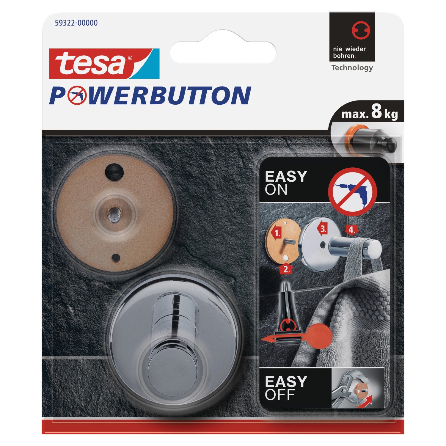 Image of Tesa Powerbutton Haken Universal Chrom Large