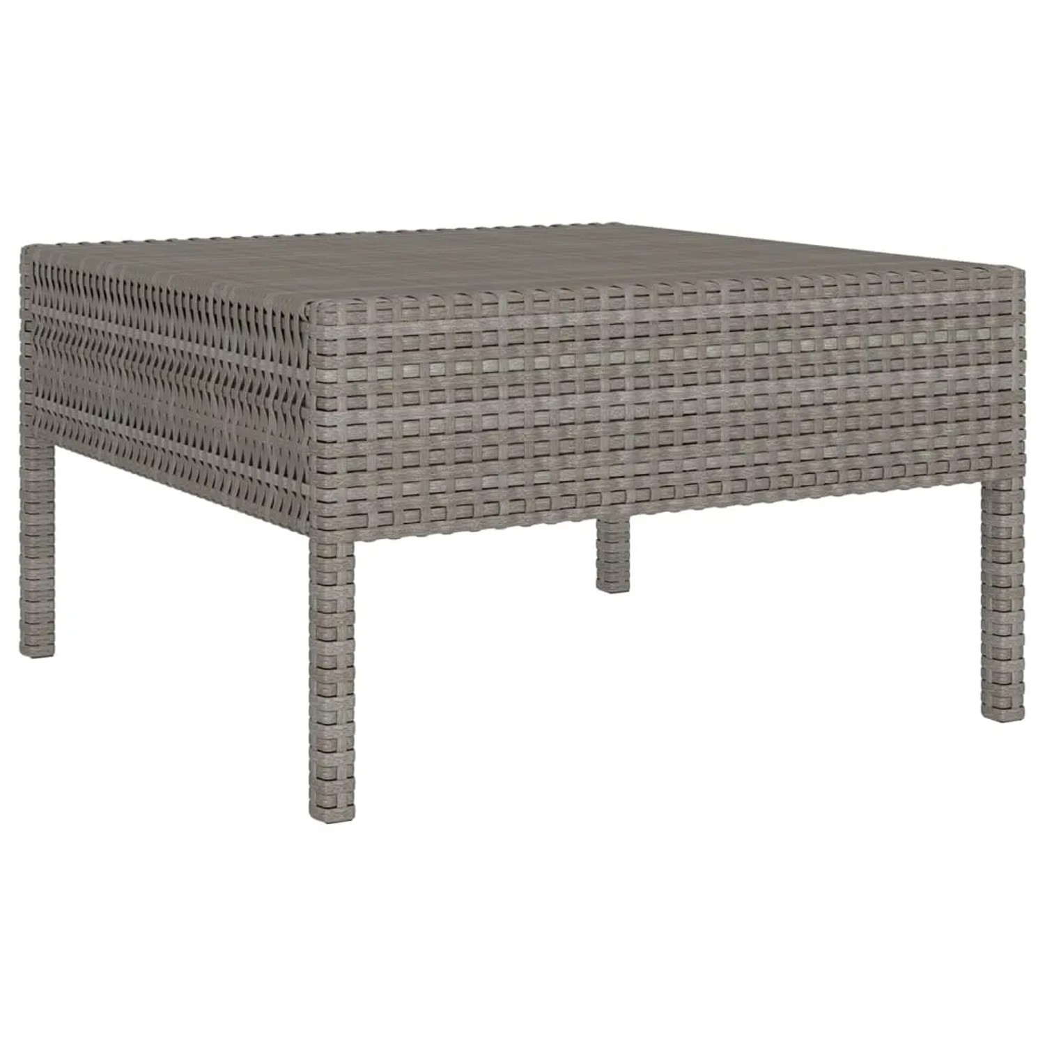 Grauer vidaXL Gartenmöbel-Tisch aus Rattan, Teil eines 9-tlg. Lounge-Sets.