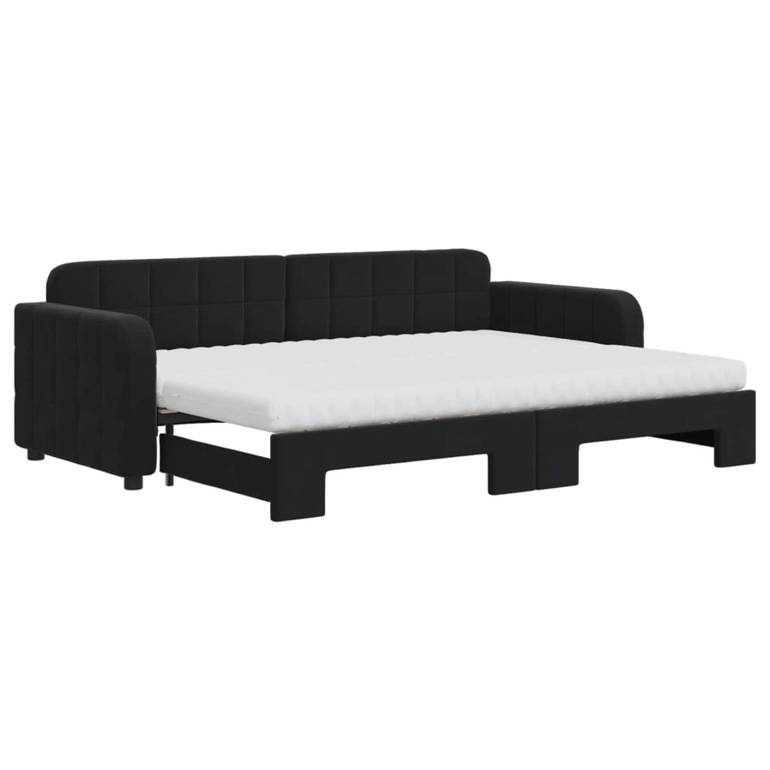 Thumbnail - vidaXL Tagesbett Ausziehbar mit Matratzen Schwarz 80x200 cm Samt1885902