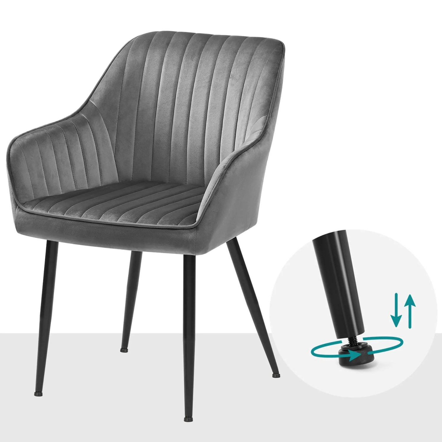 Songmics Esszimmerstuhl-Set Tyra mit Armlehnen Hellgrau 2-teilig_5