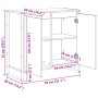 vidaXL Seitenschrank Sonoma 79x36x75 cm. Geöffnete Türen zeigen Innenfächer und genaue Maße des Wohnzimmerschranks.