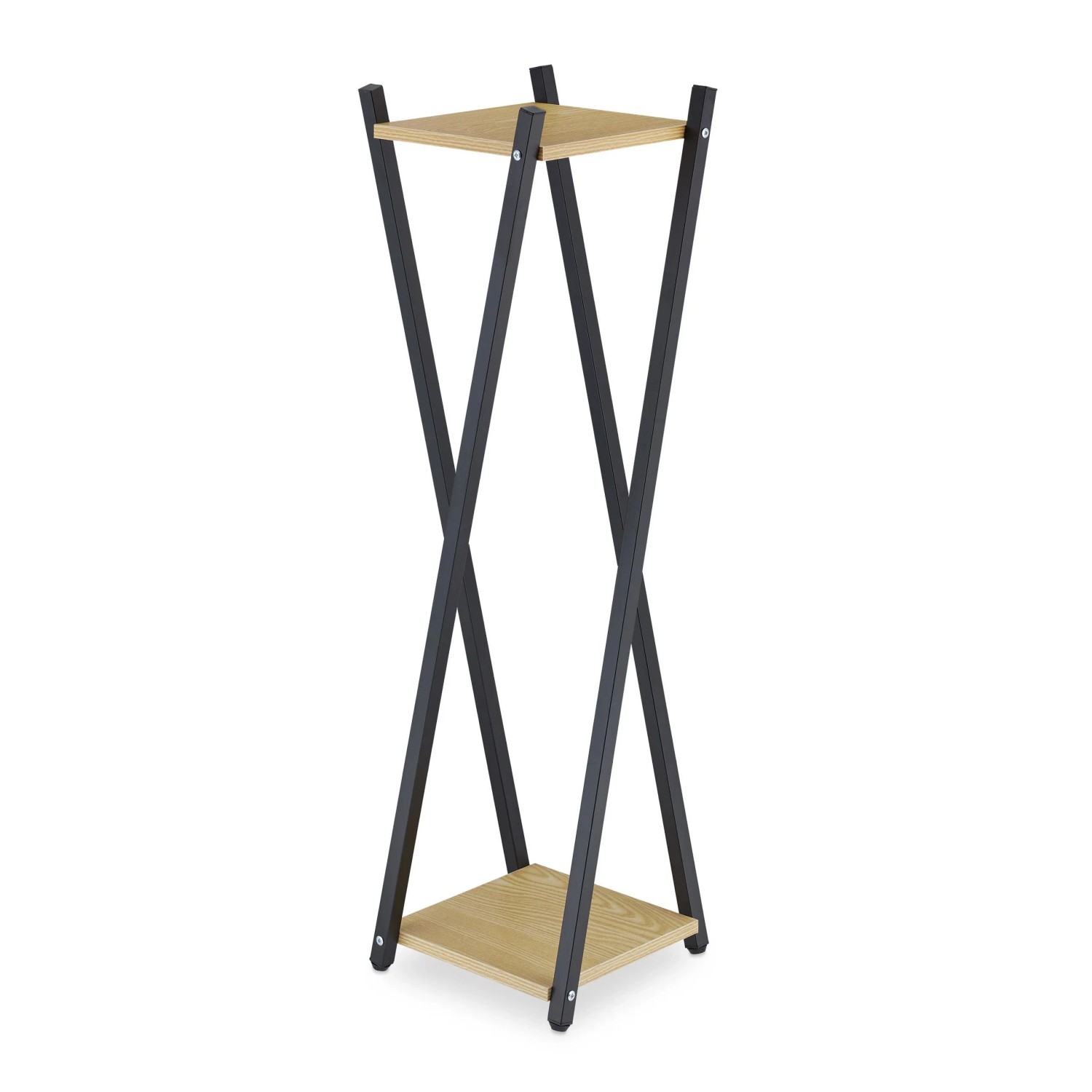 Relaxdays Blumenständer Stahl MDF Hellbraun 2 Ebenen 99 cm x 29 cm x 29 cm 3,1 kg