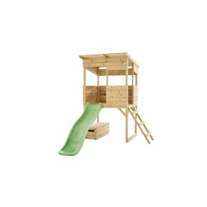 Westmann Holz-Stelzenhaus Wildnis mit Rutsche, aus FSC®-Holz, mit Leiter und Spielkiste.