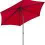 Roter Schneider Marktschirm mit Knickfunktion, ideal für sonnige Tage im Garten.