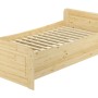 Seniorenbett aus Kiefernholz, Überlänge 100x220 cm, mit Rollrost. Massives Einzelbett für hohen Komfort.