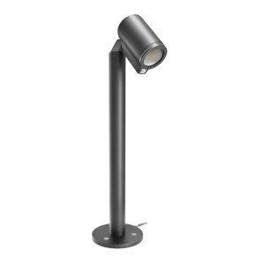 Anthrazitfarbener Steinel LED-Standstrahler Spot Way SC aus Aluminium, schwenkbar, mit Bewegungsmelder für Außenbereiche.