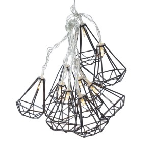 Marelida LED Lichterkette RUBIN Diamant Retro Timer Tischdeko Innen Industriell Schwarz