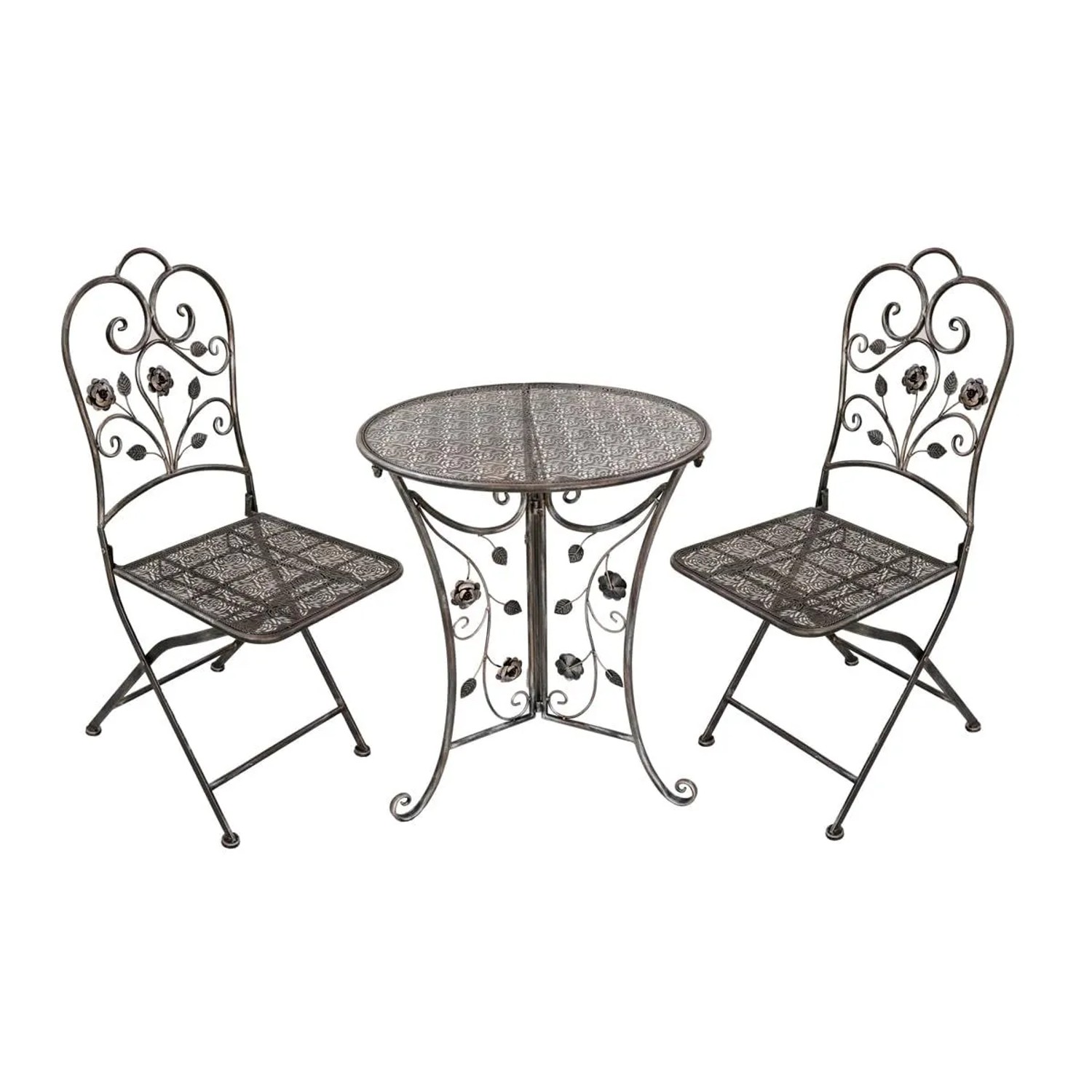 DELUKE Balkonmöbel-Set THILO 3-tlg. Stahl Bronze Balkon-Set Gartenmöbel-Set Sitzgruppe Balkonstuhl Balkontisch Stühle B Tisch