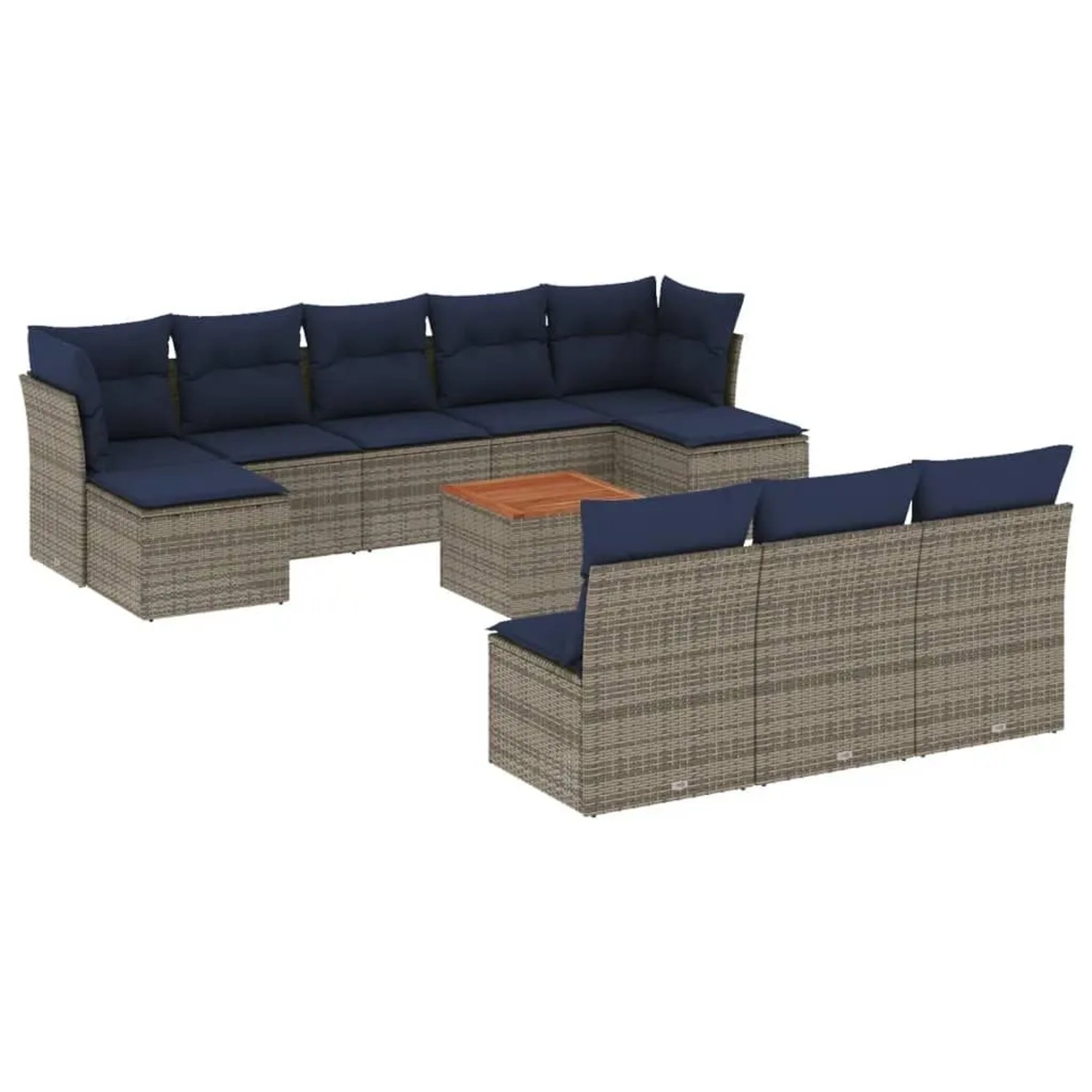 vidaXL 11-Tlg Gartensofa-Set mit Kissen Grau Polyrattan 3256201 günstig online kaufen