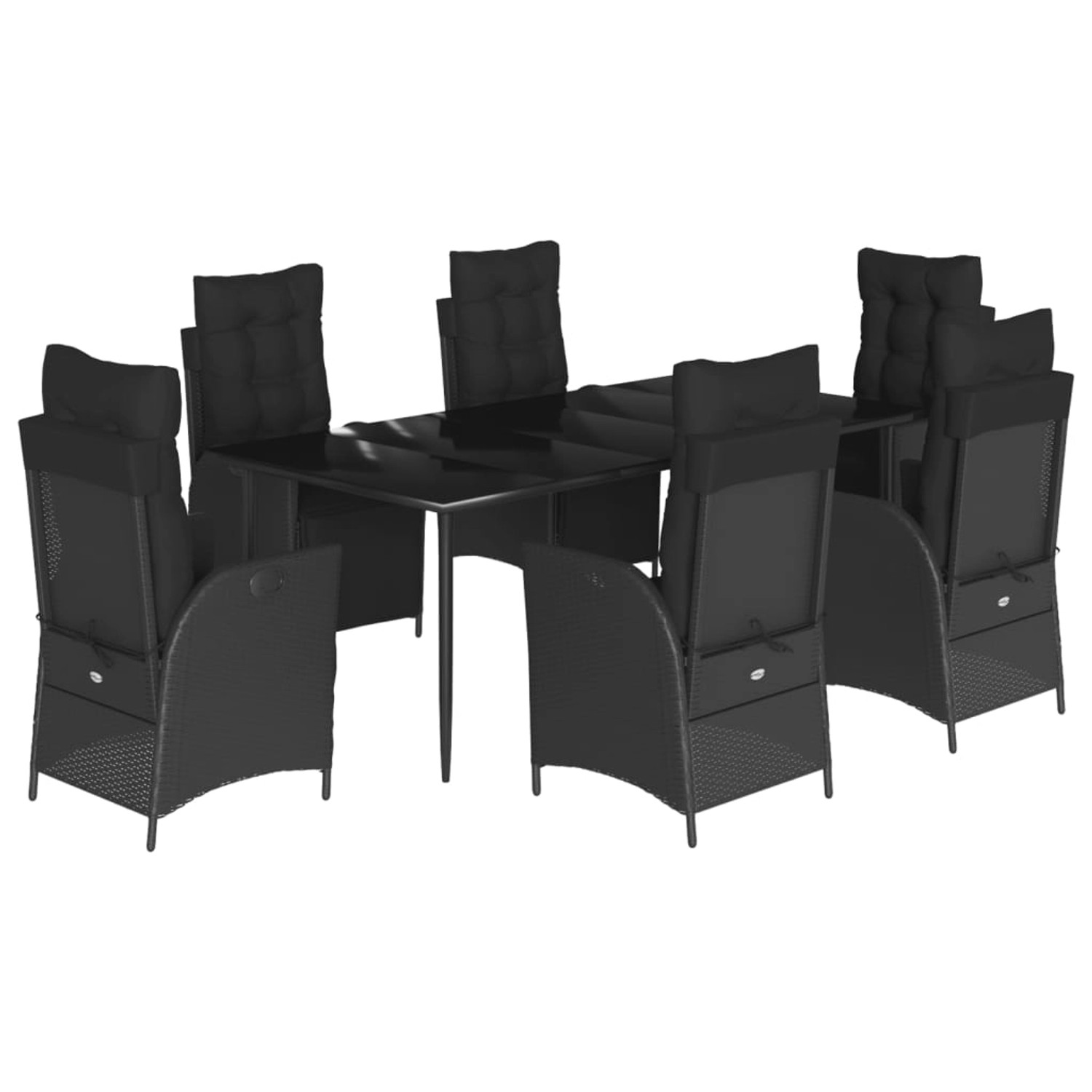 vidaXL 7-Tlg Garten-Essgruppe mit Kissen Schwarz Poly Rattan 3213397 günstig online kaufen