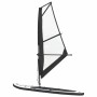 Aufblasbares, schwarz-weißes SUP-Board mit Segel von vidaXL für Wassersport.