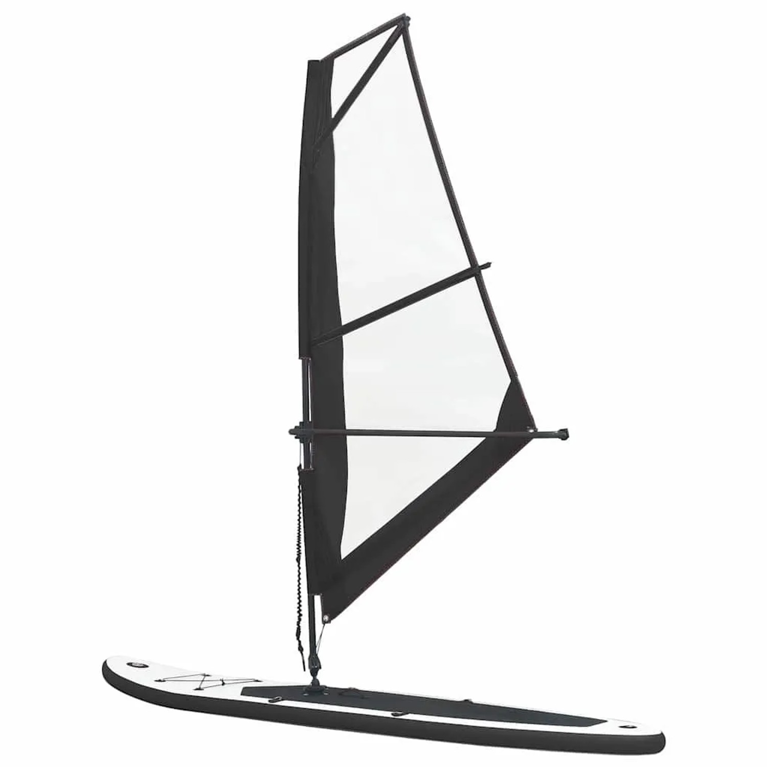 Aufblasbares, schwarz-weißes SUP-Board mit Segel von vidaXL für Wassersport.