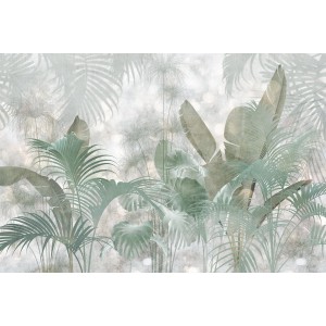 Komar Vliestapete Paillette Tropicales 368x248cm mit tropischen Pflanzen.