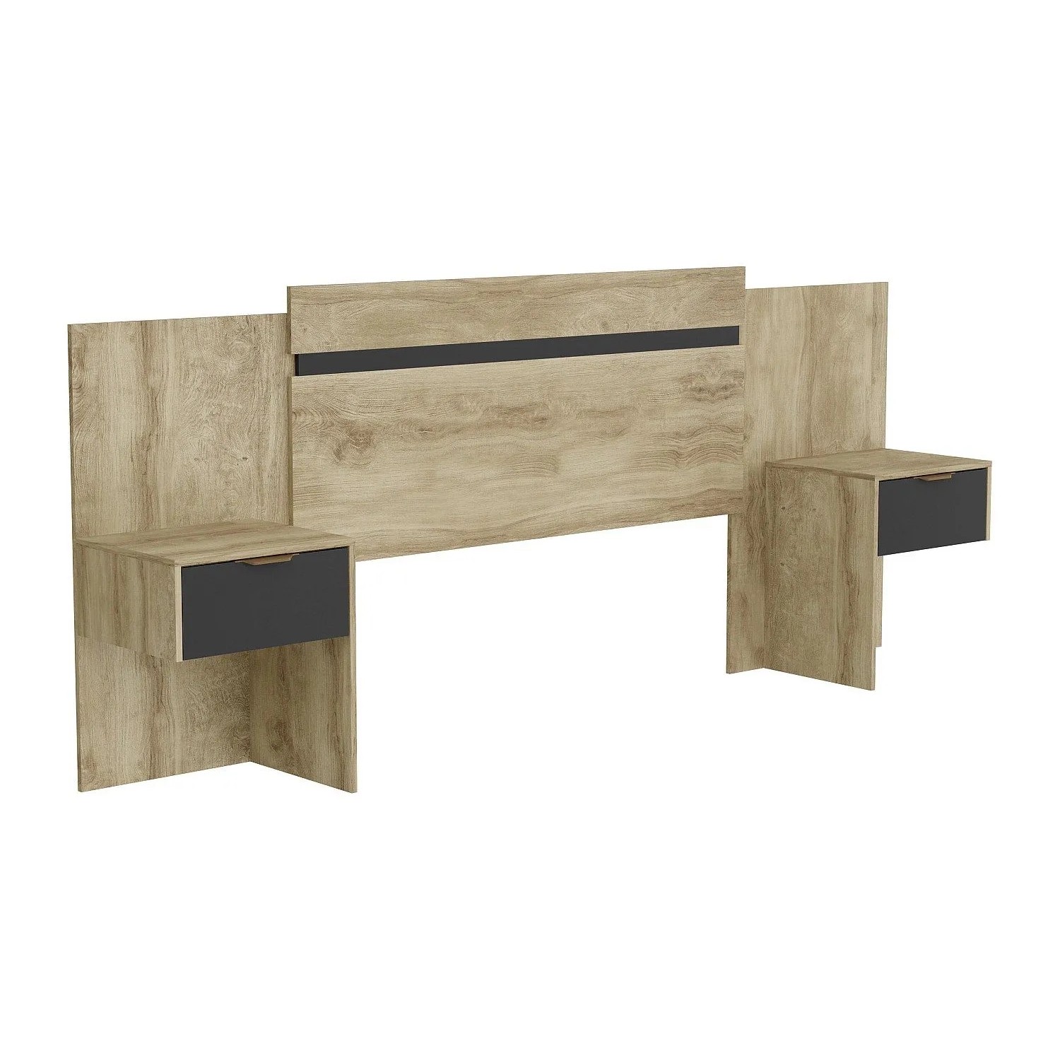 Vente-unique Bettkopfteil Parati Schwarz  Naturfarben Hell 252 cm  232 cm