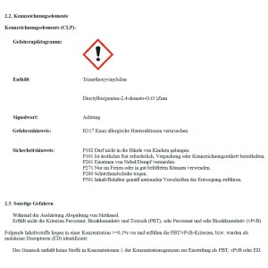 Sicherheitshinweise und Gefahrenhinweise für Pattex Montagekleber Universal Weiß.