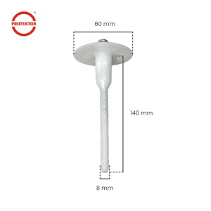 PROTEKTOR 100x Dämmstoff-Schraubdübel Ø8x140mm Vormontierte WDVS Dübel