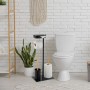 Relaxdays WC Garnitur Bambus Eisen Schwarz Natur Freistehend 66,5 cm x 30 cm x 20 cm 1,8 kg_3