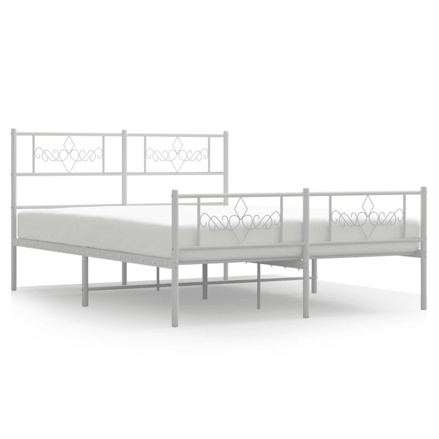 vidaXL Bettgestell mit Kopf- und Fußteil Metall Weiß 120x200 cm Modell 81882294