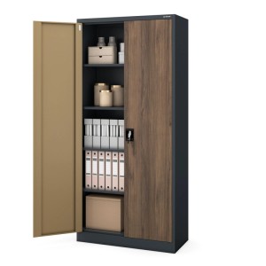 Jan Nowak Aktenschrank Büroschrank JAN H 195 x 90 x 40 cm Eco Design Anthrazit Nussbaum