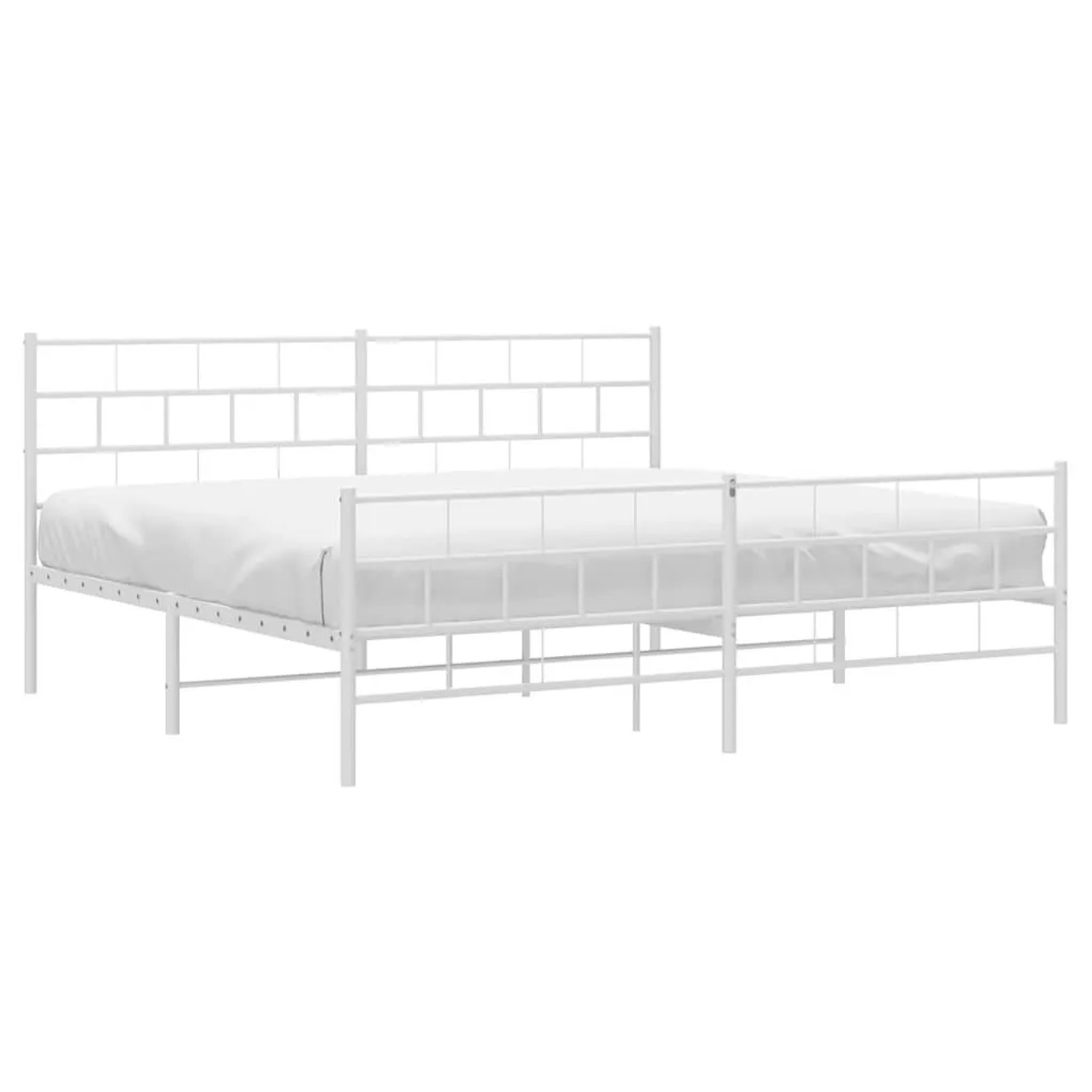 vidaXL Bettgestell mit Kopfteil und Fußteil Metall Weiß 193x203 cm 355732 günstig online kaufen